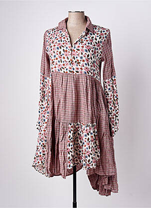 Rochie midi imprimeu fantezie mâneci lungi roz RHUM RAISIN femeie