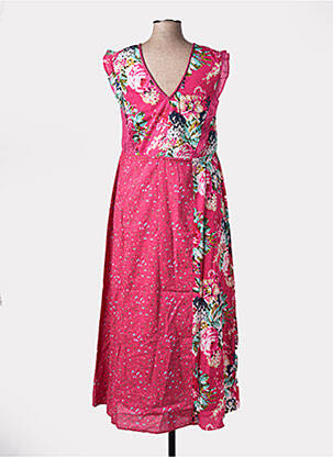 Rochie midi imprimeu fantezie mâneci scurte roz RHUM RAISIN femeie