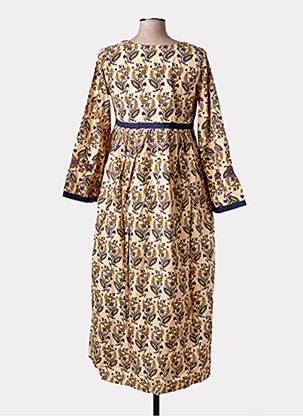 Rochie lungă imprimeu fantezie mâneci lungi galben RHUM RAISIN femeie