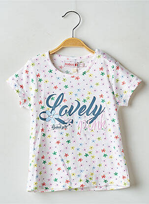 Tricou croială dreaptă mâneci scurte alb BOBOLI fată