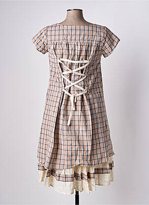 Rochie midi mâneci scurte mâneci scurte bej RHUM RAISIN femeie