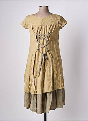 Rochie midi mâneci scurte mâneci scurte bej RHUM RAISIN femeie