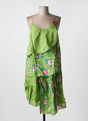 Rochie midi imprimeu floral bretele subțiri verde RHUM RAISIN femeie