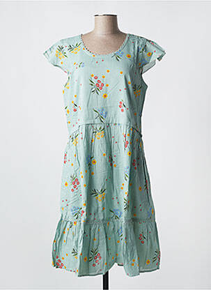 Rochie midi imprimeu floral mâneci scurte albastru RHUM RAISIN femeie