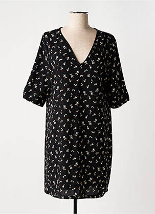 Rochie midi imprimeu floral mâneci scurte negru MAMOUCHKA femeie