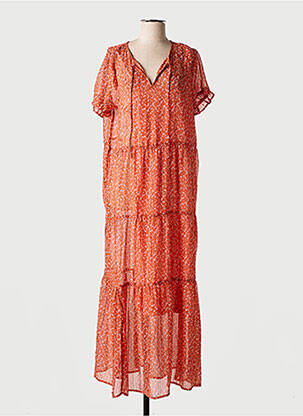 Rochie lungă mâneci scurte mâneci scurte portocaliu SAINT TROPEZ femeie