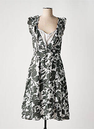 Rochie midi imprimeu floral mâneci scurte gri NOA NOA femeie