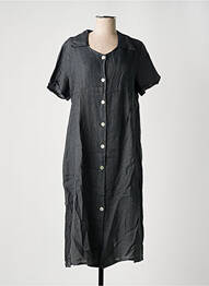 Rochie midi croială fluidă mâneci scurte gri PURO LINO femeie
