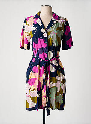 Rochie midi imprimeu floral mâneci scurte albastru NICE THINGS femeie