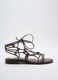Sandale/pantofi decupați chiquet toc plat până la 3 cm maro ASH femeie