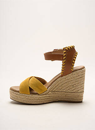 Espadrile țesătură satinată toc de 7 la 9 cm galben NERO GIARDINI femeie