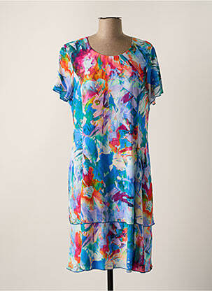 Rochie midi imprimeu floral mâneci scurte albastru GEVANA femeie