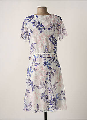 Rochie midi imprimeu floral mâneci scurte alb CHRISTINE LAURE femeie