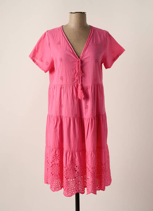 Rochie midi roz COULEURS DU TEMPS femeie