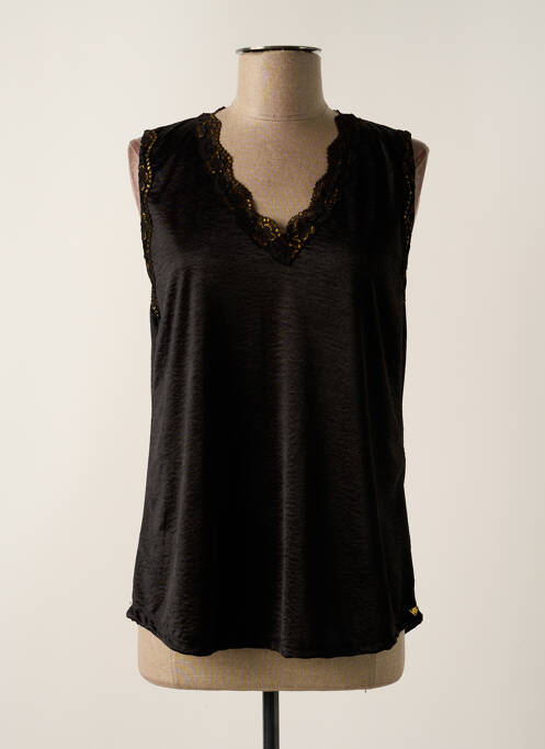 Maiou guler în v fără mâneci negru EGO femme