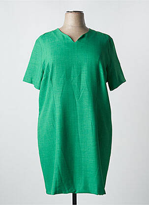 Rochie midi țesătură crep mâneci scurte verde ELEANE femeie