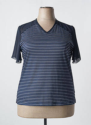Tricou guler în v mâneci scurte albastru ELEANE femeie