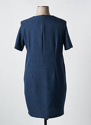 Rochie midi țesătură crep mâneci scurte albastru ELEANE femeie