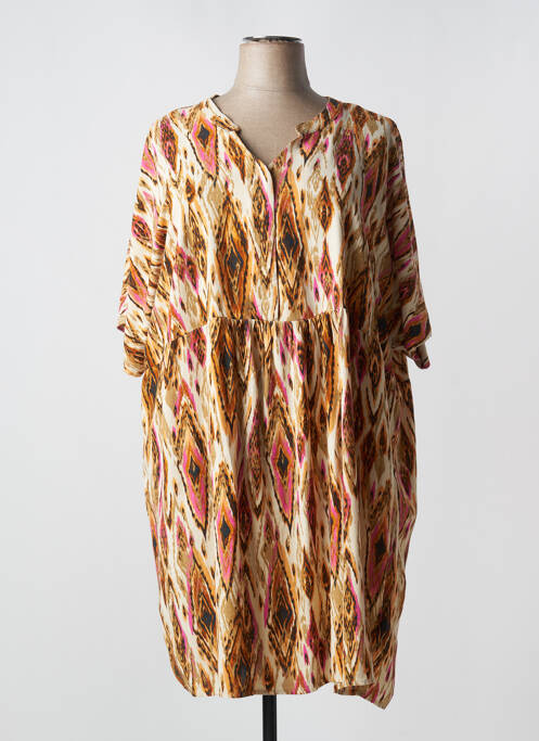 Rochie midi țesătură crep mâneci scurte bej CISO femme