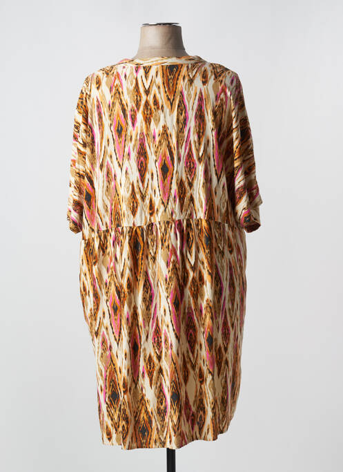 Rochie midi țesătură crep mâneci scurte bej CISO femme