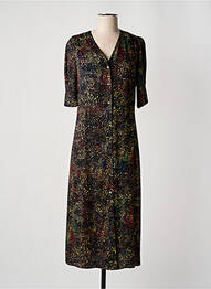 Rochie midi imprimeu fantezie mâneci scurte negru PAUL SMITH femeie