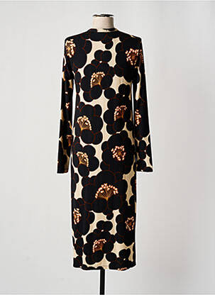 Rochie midi imprimeu floral mâneci lungi negru SIYU femeie