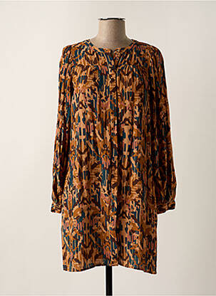 Rochie scurtă croială fluidă mâneci lungi maro SEE U SOON femeie