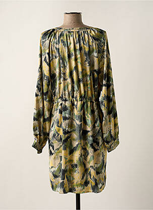 Rochie scurtă croială fluidă mâneci lungi verde SEE U SOON femeie