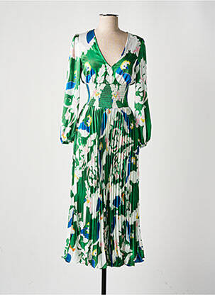 Rochie lungă imprimeu fantezie mâneci 3/4 verde TRAFFIC PEOPLE femeie