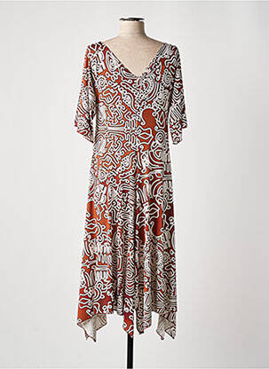 Rochie midi mâneci 3/4 mâneci 3/4 maro AN II VITO femeie