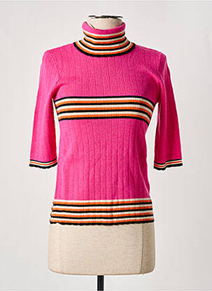 Pulover cu guler înalt țesătură moale și aerisită mâneci scurte roz ESQUALO femme