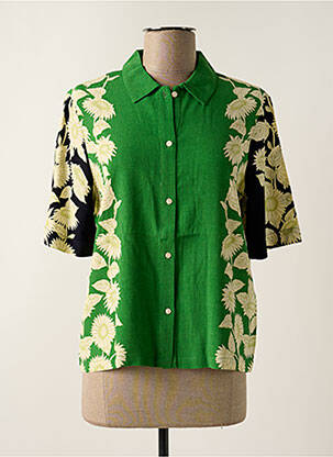 Cămașă imprimeu floral mâneci scurte verde NICE THINGS femeie