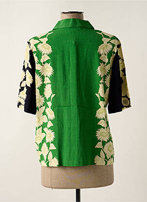 Cămașă imprimeu floral mâneci scurte verde NICE THINGS femeie
