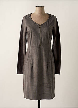 Rochie midi mâneci lungi mâneci lungi gri MALOKA femeie