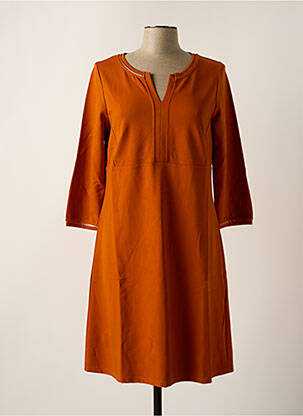 Rochie midi mâneci 3/4 mâneci 3/4 portocalie MALOKA femeie