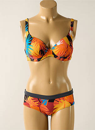 Costum de baie din două piese elasticitate top sutien modelat portocalie OLYMPIA femeie