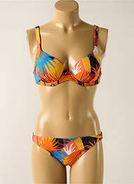 Costum de baie din două piese elasticitate top sutien modelat portocaliu OLYMPIA femme