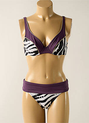 Costum de baie din două piese elasticitate sutien cupe întregi cu decolteu înalt violet EMPREINTE femeie