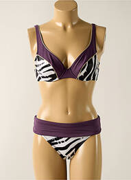 Costum de baie din două piese elasticitate sutien cupe întregi cu decolteu înalt violet EMPREINTE femme
