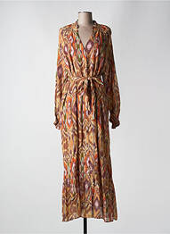 Rochie lungă mâneci lungi mâneci lungi maro LA PETITE ETOILE femeie