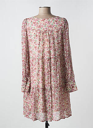 Rochie scurtă imprimeu floral mâneci lungi roz GRACE & MILA femeie