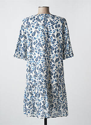 Rochie midi imprimeu floral mâneci scurte albastru ICHI femeie