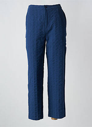 Pantalon chino închidere cu fermoar sub clapetă cu nasturi talie înaltă albastru THINKING MU femeie