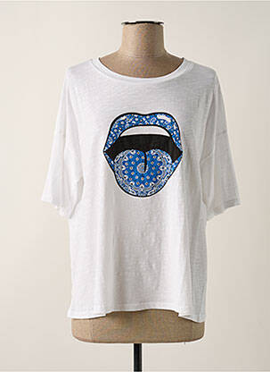 Tricou imprimeu fantezie mâneci scurte alb FIVE femeie