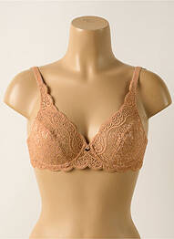 Sutien efect material satinat sutien cupe întregi cu decolteu înalt bej TRIUMPH femme