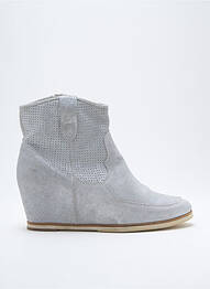 Botine/ghete țesătură satinată toc de 4 la 6 cm gri MYMA femme
