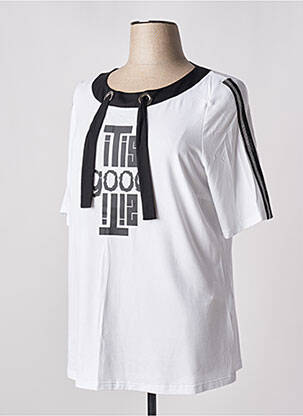 Tricou serigrafie cu strasuri mâneci scurte alb MONA LISA femeie