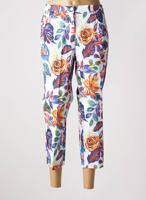 Pantalon trei sferturi talie elastică mărime normală alb ADELINA BY SCHEITER femme