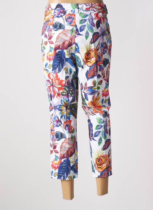 Pantalon trei sferturi talie elastică mărime normală alb ADELINA BY SCHEITER femme