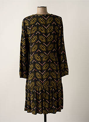 Rochie midi imprimeu fantezie mâneci lungi verde SIGNE NATURE femeie